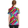 Cherokee Infinity Printed Scrub Tops for Women Round Neck 3 Pockets | Comfortable Fit, Stretch Fabric, Coverstitch Detailing, Rib Knit Neckline Inset, Princess Seams, Side Vents, Easy Care(Color Block Stripe)