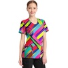 Cherokee Infinity Printed Scrub Tops for Women Round Neck 3 Pockets | Comfortable Fit, Stretch Fabric, Coverstitch Detailing, Rib Knit Neckline Inset, Princess Seams, Side Vents, Easy Care(Color Block Stripe)