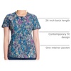 Cherokee Infinity Printed Scrub Tops for Women Round Neck 3 Pockets | Comfortable Fit, Stretch Fabric, Coverstitch Detailing, Rib Knit Neckline Inset, Princess Seams, Side Vents, Easy Care(Colorful Distress)