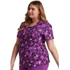 Cherokee Infinity Printed Scrub Tops for Women Round Neck 3 Pockets | Comfortable Fit, Stretch Fabric, Coverstitch Detailing, Rib Knit Neckline Inset, Princess Seams, Side Vents, Easy Care(Leopard Vibes)