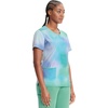 Cherokee Infinity Printed Scrub Tops for Women Round Neck 3 Pockets | Comfortable Fit, Stretch Fabric, Coverstitch Detailing, Rib Knit Neckline Inset, Princess Seams, Side Vents, Easy Care(Northern Lights)