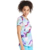 Cherokee Infinity Printed Scrub Tops for Women Round Neck 3 Pockets | Comfortable Fit, Stretch Fabric, Coverstitch Detailing, Rib Knit Neckline Inset, Princess Seams, Side Vents, Easy Care(Painted Prism)