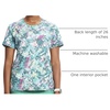 Cherokee Infinity Printed Scrub Tops for Women Round Neck 3 Pockets | Comfortable Fit, Stretch Fabric, Coverstitch Detailing, Rib Knit Neckline Inset, Princess Seams, Side Vents, Easy Care(Tropic Texture)