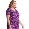 Cherokee Infinity Printed Scrub Tops for Women Round Neck 3 Pockets | Comfortable Fit, Stretch Fabric, Coverstitch Detailing, Rib Knit Neckline Inset, Princess Seams, Side Vents, Easy Care(Leopard Vibes)