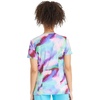 Cherokee Infinity Printed Scrub Tops for Women Round Neck 3 Pockets | Comfortable Fit, Stretch Fabric, Coverstitch Detailing, Rib Knit Neckline Inset, Princess Seams, Side Vents, Easy Care(Painted Prism)