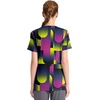 Cherokee Infinity Printed Scrub Tops for Women Round Neck 3 Pockets | Comfortable Fit, Stretch Fabric, Coverstitch Detailing, Rib Knit Neckline Inset, Princess Seams, Side Vents, Easy Care(Portal)