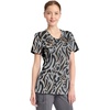 Cherokee Infinity Printed Scrub Tops for Women Round Neck 3 Pockets | Comfortable Fit, Stretch Fabric, Coverstitch Detailing, Rib Knit Neckline Inset, Princess Seams, Side Vents, Easy Care(Big Cat)