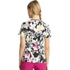 Cherokee Infinity Printed Scrub Tops for Women Round Neck 3 Pockets | Comfortable Fit, Stretch Fabric, Coverstitch Detailing, Rib Knit Neckline Inset, Princess Seams, Side Vents, Easy Care(Inky Garden)