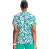 Cherokee Infinity Printed Scrub Tops for Women Round Neck 3 Pockets | Comfortable Fit, Stretch Fabric, Coverstitch Detailing, Rib Knit Neckline Inset, Princess Seams, Side Vents, Easy Care(Tropic Texture)