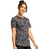 Cherokee Infinity Women Scrubs Top Round Neck CK880 | Three Patch And Cell Phone Pockets, Contemporary Fit, Rib-Knit Neckband, Front Yoke, Shirttail Hem, Side Vents