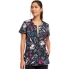 Cherokee Infinity Women Scrubs Top Round Neck Zip Front Print CK772 | Two Angled Welt Pockets, Contemporary Fit, Rib-Knit Neck Inset, Princess Seams, Shirttail Hem, Side Vents
