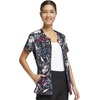 Cherokee Infinity Women Scrubs Top Round Neck Zip Front Print CK772 | Two Angled Welt Pockets, Contemporary Fit, Rib-Knit Neck Inset, Princess Seams, Shirttail Hem, Side Vents