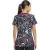 Cherokee Infinity Women Scrubs Top Round Neck Zip Front Print CK772 | Two Angled Welt Pockets, Contemporary Fit, Rib-Knit Neck Inset, Princess Seams, Shirttail Hem, Side Vents