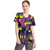 Cherokee Infinity Printed Scrub Tops for Women Round Neck 3 Pockets | Comfortable Fit, Stretch Fabric, Coverstitch Detailing, Rib Knit Neckline Inset, Princess Seams, Side Vents, Easy Care(Portal)