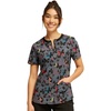 Cherokee Infinity Women Scrubs Top Round Neck CK880 | Three Patch And Cell Phone Pockets, Contemporary Fit, Rib-Knit Neckband, Front Yoke, Shirttail Hem, Side Vents