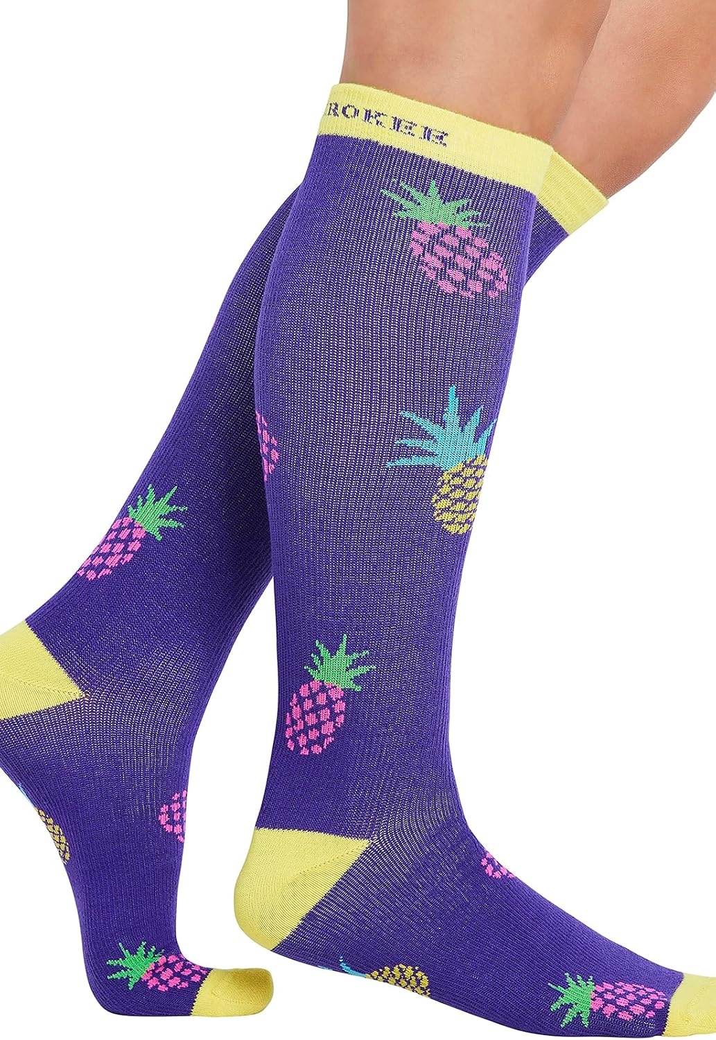 image:imageCherokee Legwear Compression Socks for Women 1015 mmHg 1Pair Pack Comfort Support Knee Highs Soft Fit Regular amp Wide Calf Soft Knit Feel Lightweight Easy Care for Work and Everyday WearPineapple Toss
