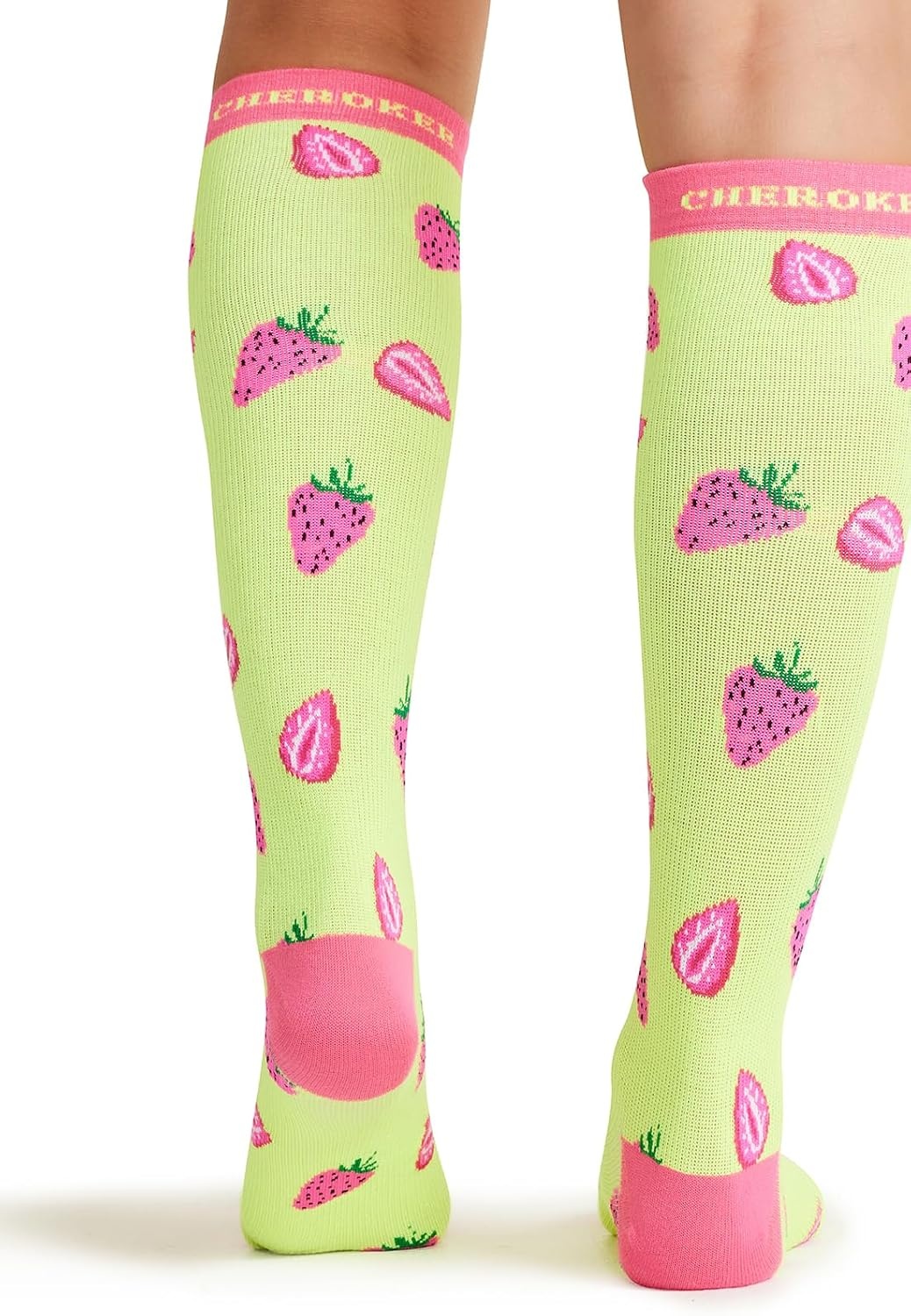 image:imageCherokee Legwear Compression Socks for Women 1015 mmHg 1Pair Pack Comfort Support Knee Highs Soft Fit Regular amp Wide Calf Soft Knit Feel Lightweight Easy Care for Work and Everyday WearStrawberry Patch