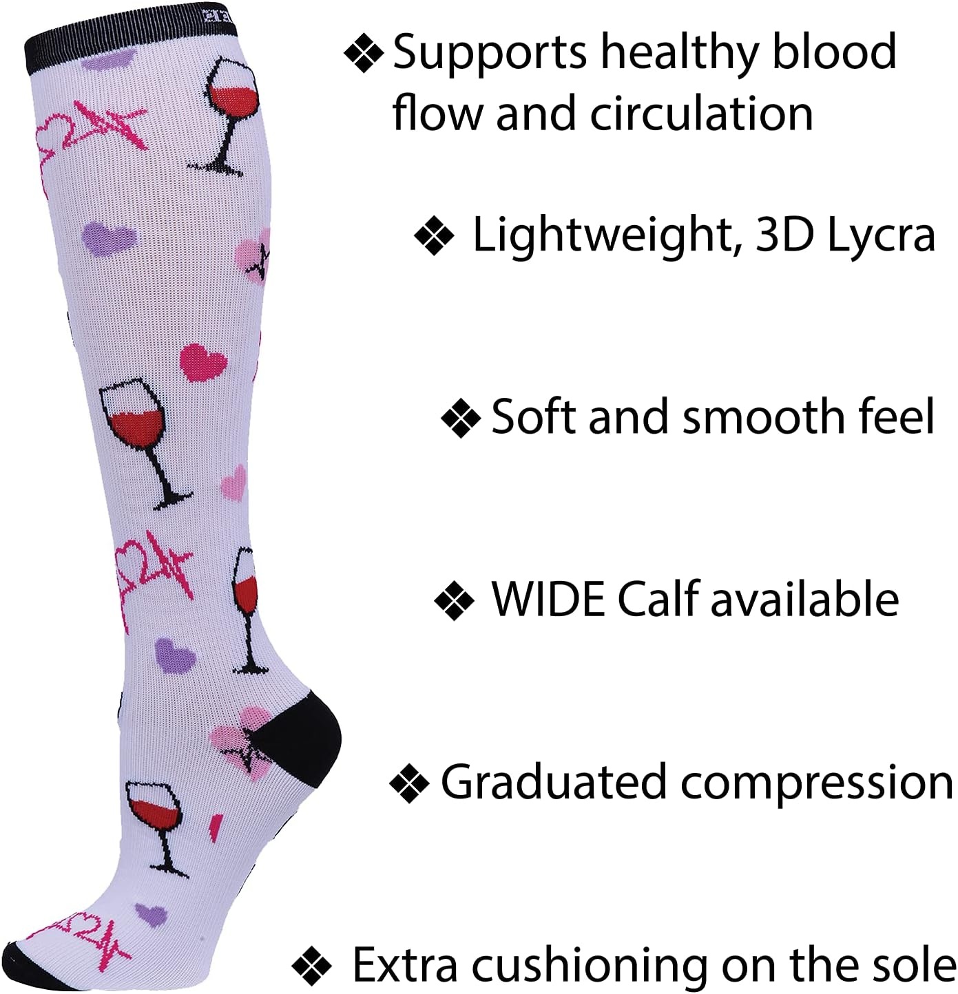 image:imageCherokee Legwear Compression Socks for Women 1015 mmHg 1Pair Pack Comfort Support Knee Highs Soft Fit Regular amp Wide Calf Soft Knit Feel Lightweight Easy Care for Work and Everyday WearFrenchie Kiss