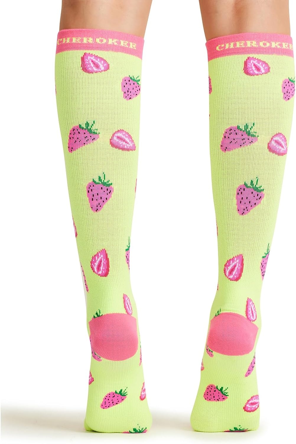 image:imageCherokee Legwear Compression Socks for Women 1015 mmHg 1Pair Pack Comfort Support Knee Highs Soft Fit Regular amp Wide Calf Soft Knit Feel Lightweight Easy Care for Work and Everyday WearStrawberry Patch
