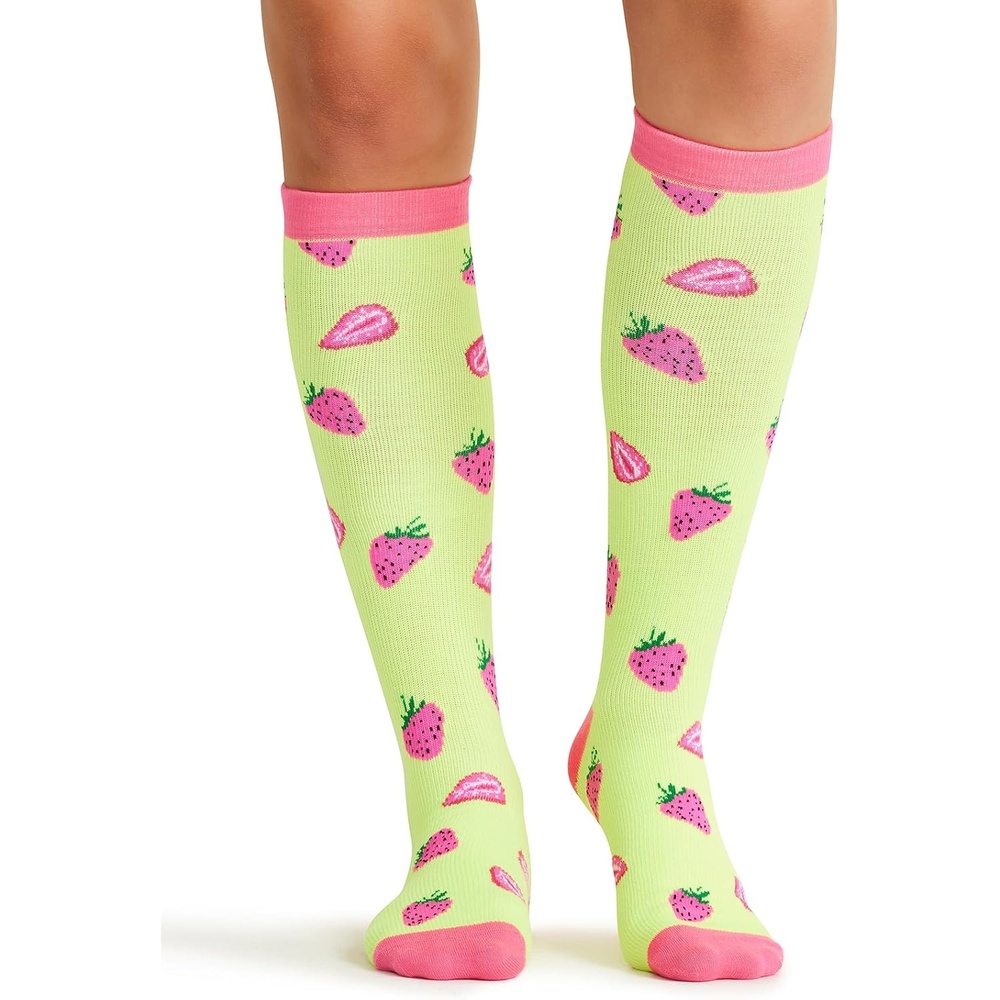 image:imageCherokee Legwear Compression Socks for Women 1015 mmHg 1Pair Pack Comfort Support Knee Highs Soft Fit Regular amp Wide Calf Soft Knit Feel Lightweight Easy Care for Work and Everyday WearStrawberry Patch