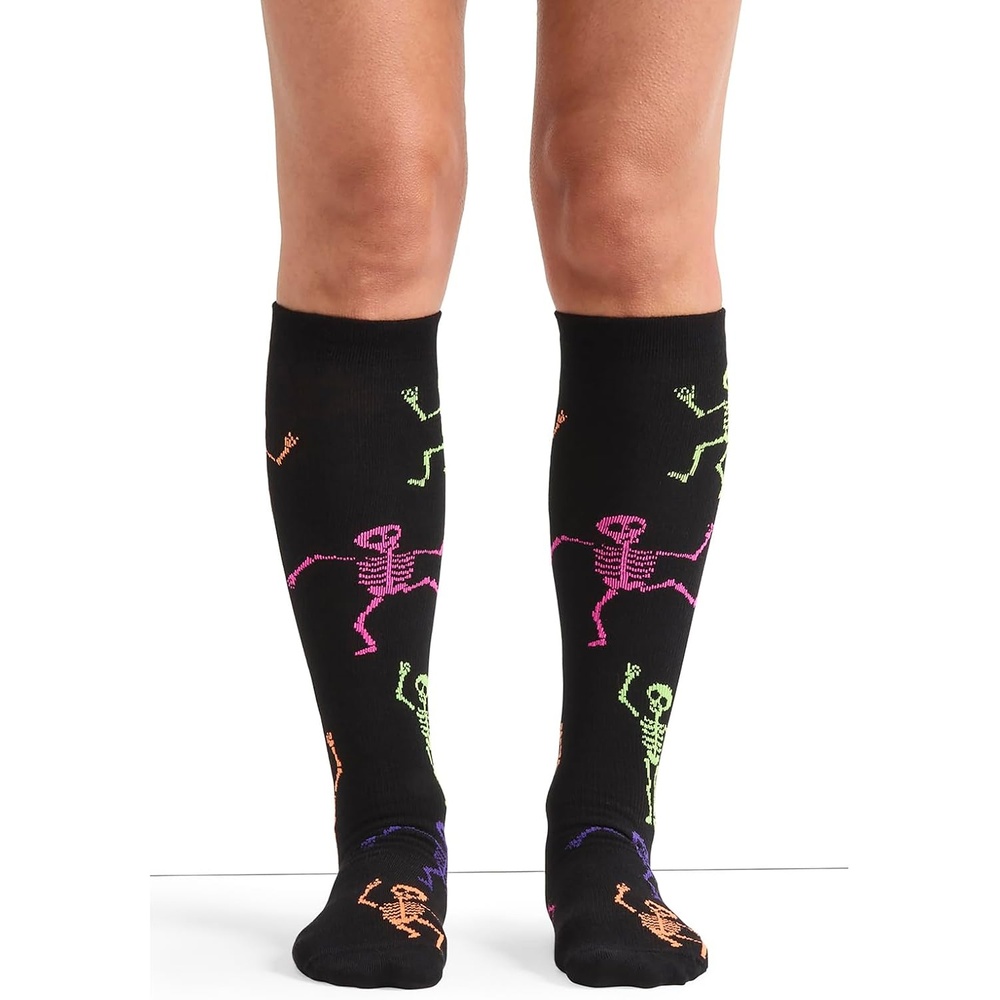 image:imageCherokee Legwear Compression Socks for Women 1015 mmHg 1Pair Pack Comfort Support Knee Highs Soft Fit Regular amp Wide Calf Soft Knit Feel Lightweight Easy Care for Work and Everyday WearDancing Skeletons