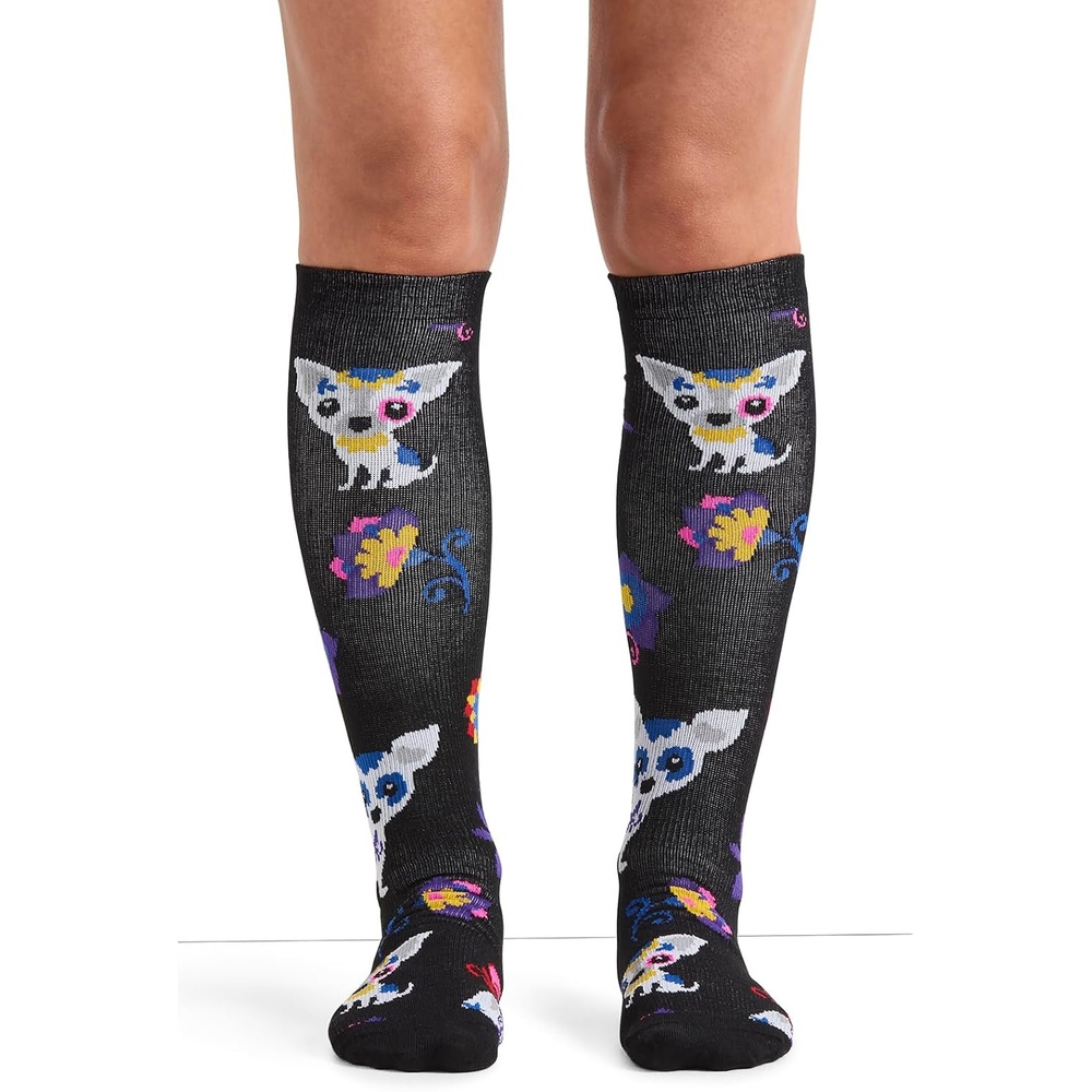 image:imageCherokee Legwear Compression Socks for Women 1015 mmHg 1Pair Pack Comfort Support Knee Highs Soft Fit Regular amp Wide Calf Soft Knit Feel Lightweight Easy Care for Work and Everyday WearSugar Skull Pups