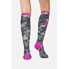 Cherokee Legwear Compression Socks for Women 10-15 mmHg (1-Pair Pack) | Comfort Support Knee Highs, Soft Fit, Regular & Wide Calf, Soft Knit Feel, Lightweight, Easy Care for Work and Everyday Wear(Camo Pink Ribbon)