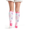 Cherokee Legwear Compression Socks for Women 10-15 mmHg (1-Pair Pack) | Comfort Support Knee Highs, Soft Fit, Regular & Wide Calf, Soft Knit Feel, Lightweight, Easy Care for Work and Everyday Wear(Peace Love Smile)