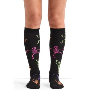 Cherokee Legwear Compression Socks for Women 10-15 mmHg (1-Pair Pack) | Comfort Support Knee Highs, Soft Fit, Regular & Wide Calf, Soft Knit Feel, Lightweight, Easy Care for Work and Everyday Wear(Dancing Skeletons)