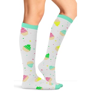Cherokee Legwear Compression Socks for Women 10-15 mmHg (1-Pair Pack) | Comfort Support Knee Highs, Soft Fit, Regular & Wide Calf, Soft Knit Feel, Lightweight, Easy Care for Work and Everyday Wear(Cupcake Party)