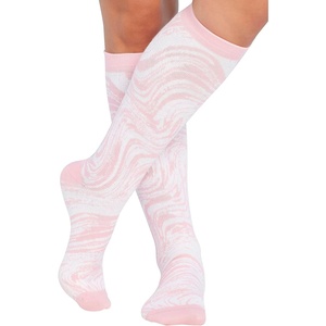 Cherokee Legwear Compression Socks for Women 10-15 mmHg (1-Pair Pack) | Comfort Support Knee Highs, Soft Fit, Regular & Wide Calf, Soft Knit Feel, Lightweight, Easy Care for Work and Everyday Wear(Tonal Waves)