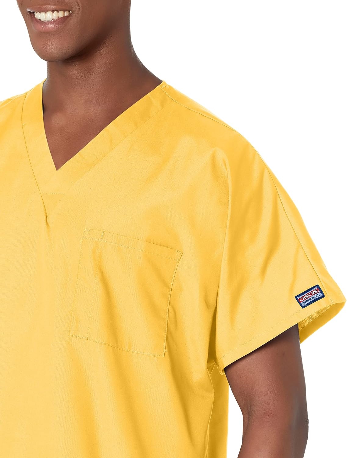 image:imageCherokee VNeck Mens Scrub Top with Chest Pocket Durable Fade Resistant and Easy CareDandelion
