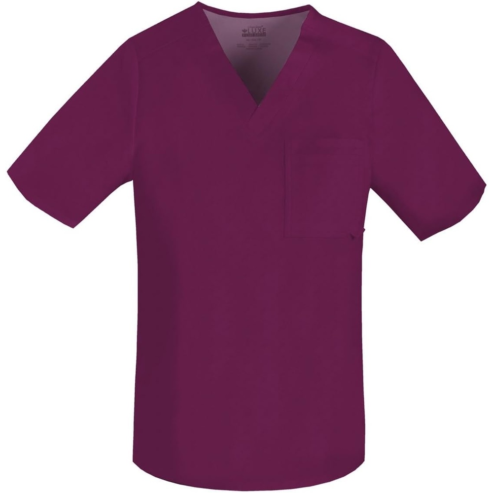 image:imageCherokee Luxe Men Scrubs Top Tuckable VNeck 1929 ID Loop Back Yoke Side Vents DoubleNeedle Topstitching 285Inch Back Length Mobility For Healthcare WorkWine