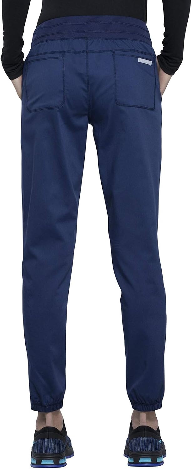 image:imageCherokee Revolution Scrub Pants for Women Jogger with Elastic Waist 5 Pockets Natural Rise Blended Fabric Twill Soft 2Way Stretch Mesh Waistband for Active ShiftsNavy