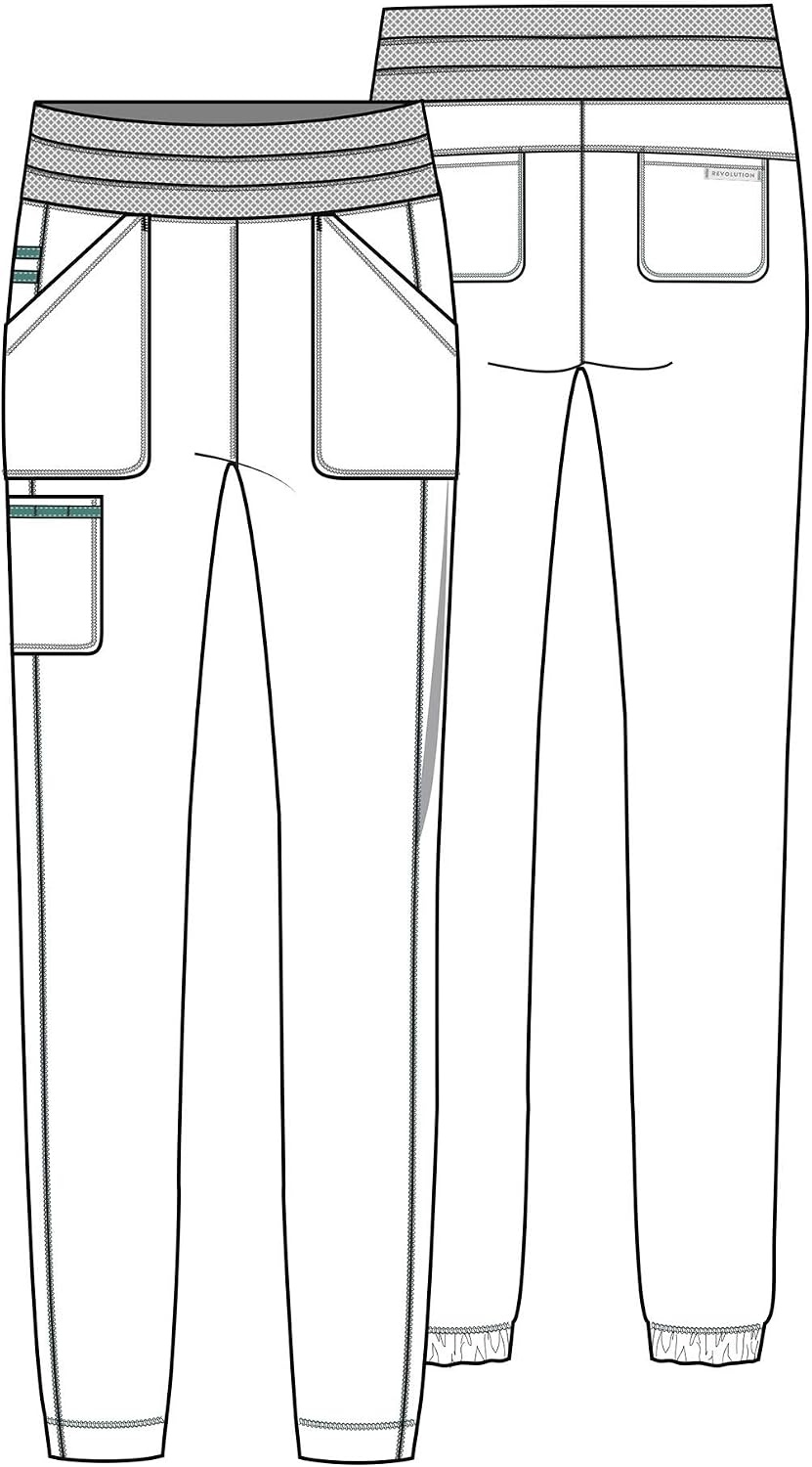 image:imageCherokee Revolution Scrub Pants for Women Jogger with Elastic Waist 5 Pockets Natural Rise Blended Fabric Twill Soft 2Way Stretch Mesh Waistband for Active ShiftsNavy