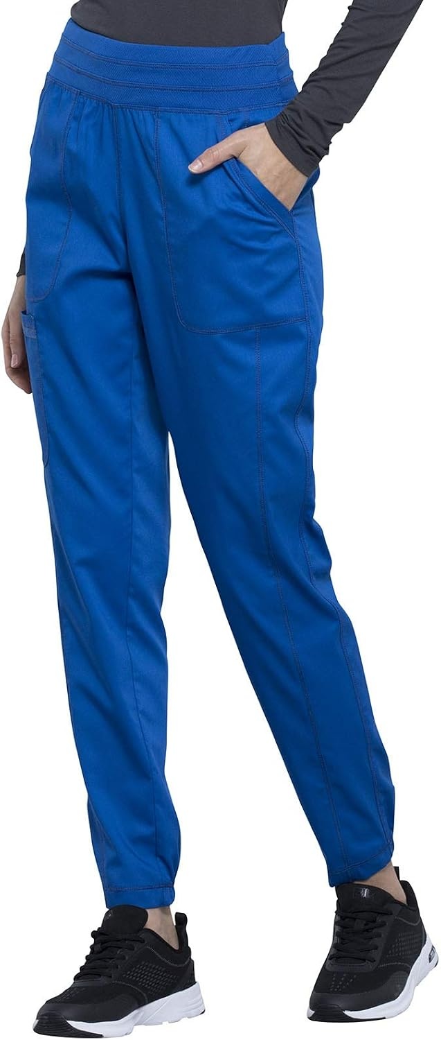 image:imageCherokee Revolution Scrub Pants for Women Jogger with Elastic Waist 5 Pockets Natural Rise Blended Fabric Twill Soft 2Way Stretch Mesh Waistband for Active ShiftsRoyal