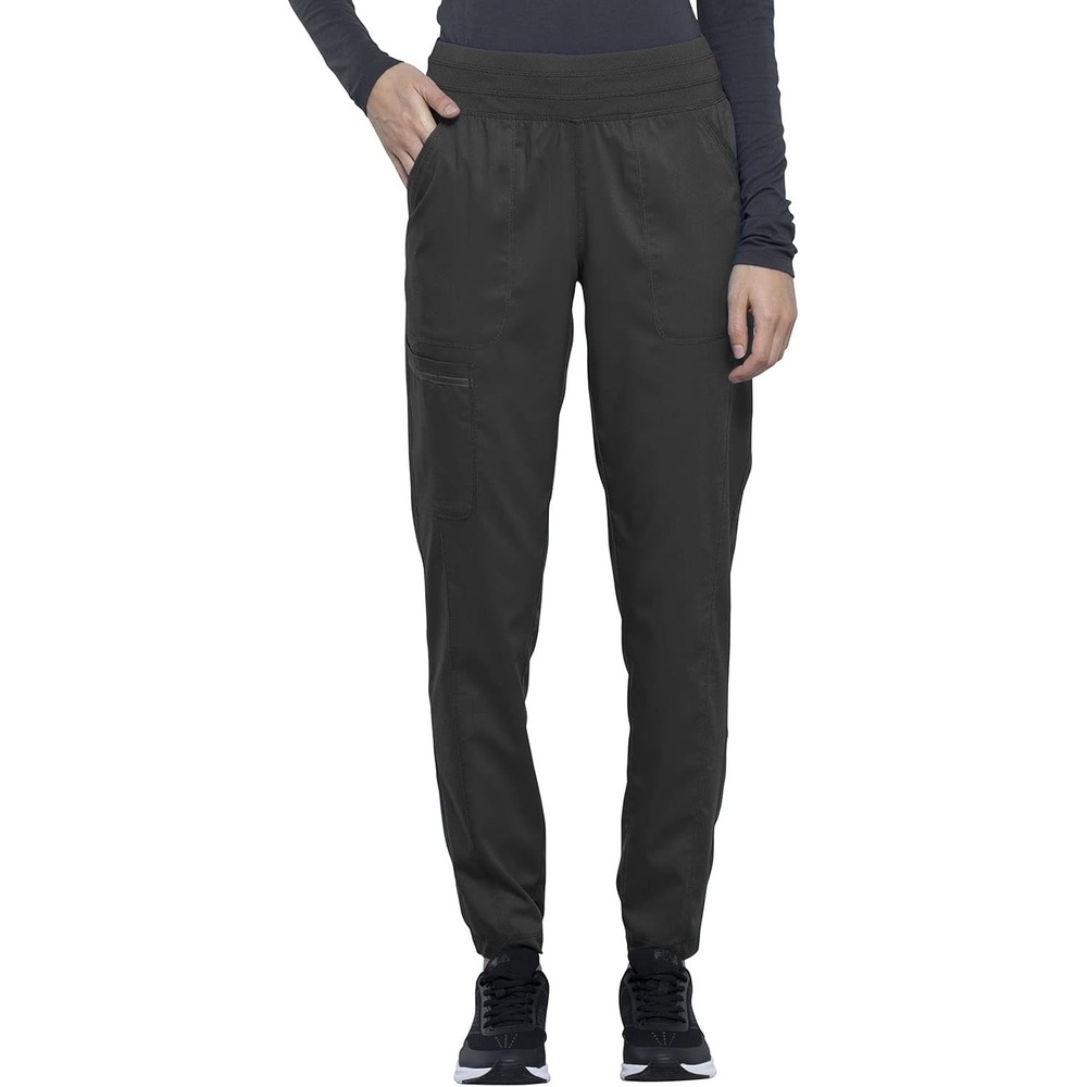 image:imageCherokee Revolution Scrub Pants for Women Jogger with Elastic Waist 5 Pockets Natural Rise Blended Fabric Twill Soft 2Way Stretch Mesh Waistband for Active ShiftsPewter
