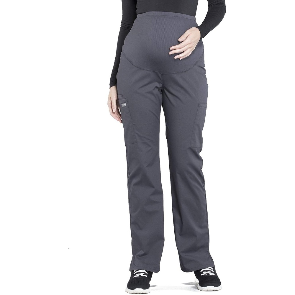 image:imageMaternity Scrub Pants for Women Workwear Professionals Soft Stretch WW220 Soft 2Way Stretch Poplin and Knit Tummy Panel Support Growing Bellies with Four Pockets and Easy Care for Maternity ShiftsPewter