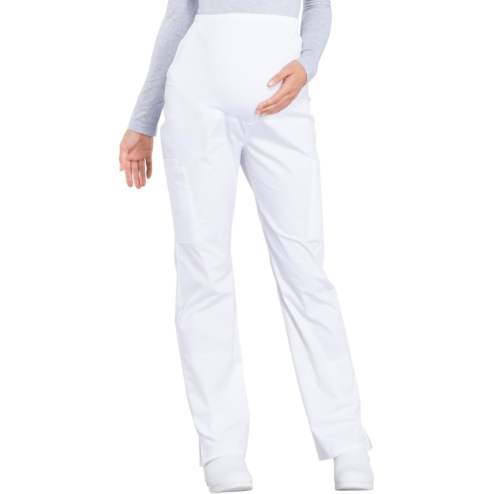 image:imageMaternity Scrub Pants for Women Workwear Professionals Soft Stretch WW220 Soft 2Way Stretch Poplin and Knit Tummy Panel Support Growing Bellies with Four Pockets and Easy Care for Maternity ShiftsWhite