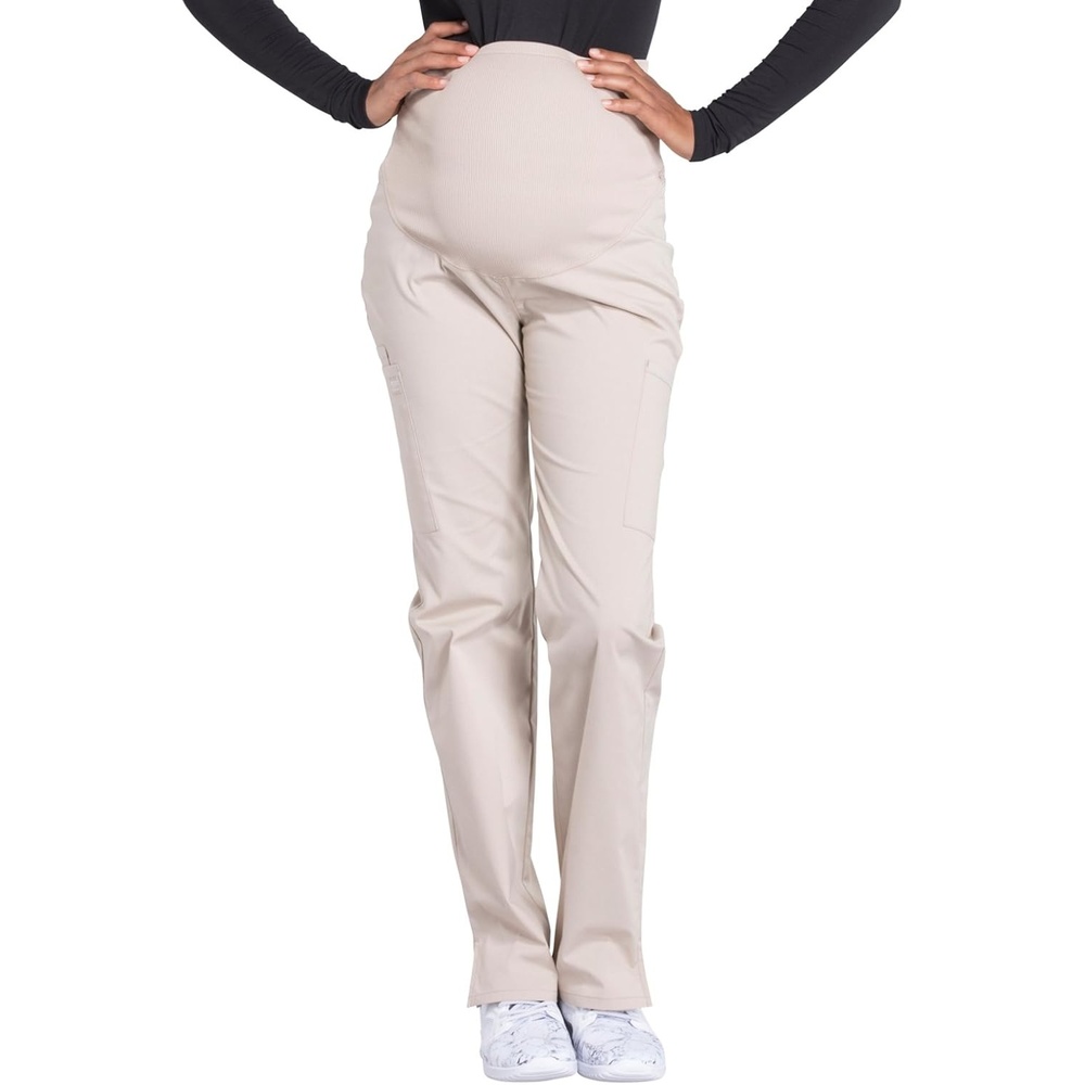 image:imageMaternity Scrub Pants for Women Workwear Professionals Soft Stretch WW220 Soft 2Way Stretch Poplin and Knit Tummy Panel Support Growing Bellies with Four Pockets and Easy Care for Maternity ShiftsKhaki