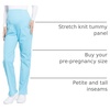 Maternity Scrub Pants for Women, Workwear Professionals Soft Stretch WW220 | Soft 2-Way Stretch Poplin and Knit Tummy Panel Support Growing Bellies, with Four Pockets and Easy Care for Maternity Shifts(Turquoise)