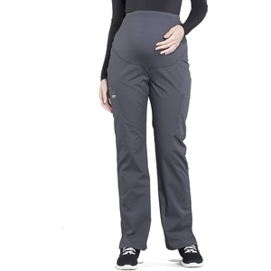 Maternity Scrub Pants for Women, Workwear Professionals Soft Stretch WW220 | Soft 2-Way Stretch Poplin and Knit Tummy Panel Support Growing Bellies, with Four Pockets and Easy Care for Maternity Shifts(Pewter)