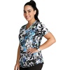 Cherokee Genuine Printed Scrubs for Women V-Neck Top 3 Pockets | Recycled Polyester Blend, Modern Classic Fit, Shaping Darts, Side Vents, Pediatric Clinic Shifts(Brushy Botanical)
