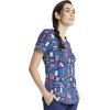 Cherokee Genuine Printed Scrubs for Women V-Neck Top 3 Pockets | Recycled Polyester Blend, Modern Classic Fit, Shaping Darts, Side Vents, Pediatric Clinic Shifts(Scrub Life)