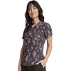 Cherokee Genuine Printed Scrubs for Women V-Neck Top 3 Pockets | Recycled Polyester Blend, Modern Classic Fit, Shaping Darts, Side Vents, Pediatric Clinic Shifts(Romantic Garden)