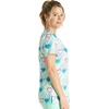 Cherokee Genuine Printed Scrubs for Women V-Neck Top 3 Pockets | Recycled Polyester Blend, Modern Classic Fit, Shaping Darts, Side Vents, Pediatric Clinic Shifts(Retro Romance)