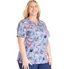 Cherokee Genuine Printed Scrubs for Women V-Neck Top 3 Pockets | Recycled Polyester Blend, Modern Classic Fit, Shaping Darts, Side Vents, Pediatric Clinic Shifts(Blooming Bugs)