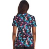 Cherokee Genuine Printed Scrubs for Women V-Neck Top 3 Pockets | Recycled Polyester Blend, Modern Classic Fit, Shaping Darts, Side Vents, Pediatric Clinic Shifts(Brushing Blooms)