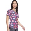 Cherokee Genuine Printed Scrubs for Women V-Neck Top 3 Pockets | Recycled Polyester Blend, Modern Classic Fit, Shaping Darts, Side Vents, Pediatric Clinic Shifts(Dog is Love)