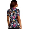 Cherokee Genuine Printed Scrubs for Women V-Neck Top 3 Pockets | Recycled Polyester Blend, Modern Classic Fit, Shaping Darts, Side Vents, Pediatric Clinic Shifts(Artful Blooms)
